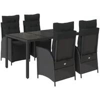 VidaXL 5-tlg. Garten-Essgruppe mit Kissen Schwarz Poly Rattan