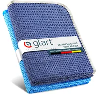 Glart 47TB 2er Set Auto Microfasertuch Trockentücher für Autopflege, Autolack, Motorrad, Küche, Geschirr – Mikrofasertuch Waffel Trockentuch - 70x40 cm blau, Mikrofasertücher auch für Fensterputzer