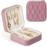 LuxusKollektion Schmuckset Kleine Schmuckkästchen für Damen Reise Schmuckbox Rosa Samt