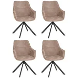 MR.DEKO Esszimmerstuhl Diningsessel 4er Set San Carlo Light Brown – drehbar& gepolstert (Armlehnenstuhl, 4 St), 360° Drehfunktion, robustes Metallgestell & strukturierter Stoff braun