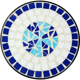 Tectake Balkontisch Ø 30 x 61,5 cm weiß/blau