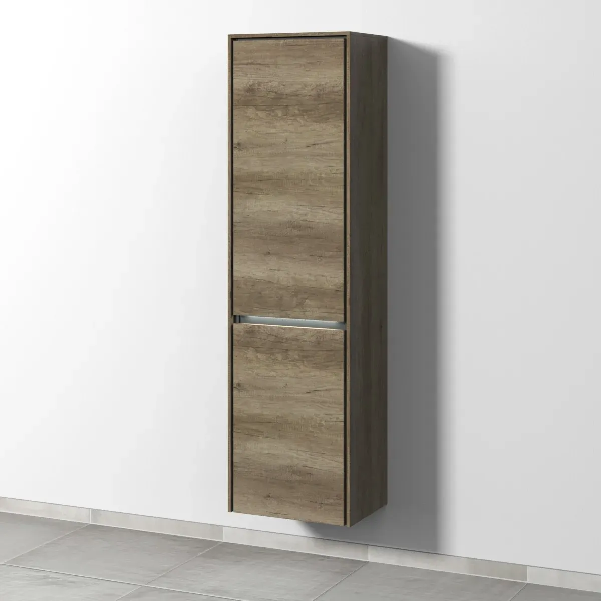 Sanipa Twiga Hochschrank mit LED-Beleuchtung und 2 Türen, Eiche-Nebraska, SY11737 SY11737