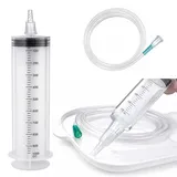 Ölabsaugpumpe 1000ml,Auto Öl Absaugpumpe Ölspritze Spritze mit Schlauch Große Spritze Ölpumpe mit 150cm Schlauch Auslaufsicher Handpumpe Öl für Motoröl Getriebeöl Bremsflüssigkeit Auto Werkstatt