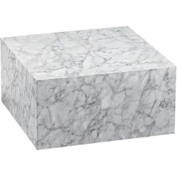 KADIMA DESIGN Couchtisch MONOBLOC 60x30x60 cm Hochglanz mit Marmor Optik Weiß, Design Wohnzimmertisch Cube Quadratisch, Lounge Beistelltisch Würfel