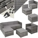 Tectake Lignano Rattan Lounge 6-tlg. Grau