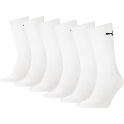 PUMA Unisex Sportsocken, 6er Pack - Sport Crew Socken, ECOM, Logo, einfarbig Weiß 35-38