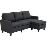 Homcom Ecksofa Stoffsofa Eckcouch Couchgarnitur mit Chaiselongue L-Form Leinen Dunkelgrau 197 x 139 x 91 cm