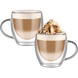 HIRMIT Latte Macchiato Gläser 2 XCappuccino Tassen Doppelwandige Gläser aus Borosilikatglas Teegläser (250ml)