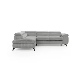 S-Style Eckcouch Cord 2-Sitzer Grau