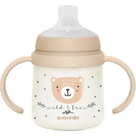 Suavinex Wild&Free Flasche Mit Griffen +6 Monate Night And Day Braun 150ml