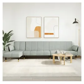 vidaXL Schlafsofa in L-Form Hellgrau 275x140x70 cm Samt