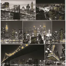 Art for the home Papiertapete Fresco Stadt bei Nacht Schwarz