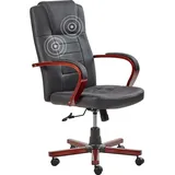 Beliani Bürostuhl Schwarz Echtleder Massagefunktion Heizfunktion Wippmechanik modern - Schwarz/Dunkelbraun