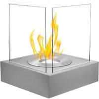 Selsey Tischkamin Kastra - Bioethanol-kamin Quadratisch Mit Sicherheitsglas, 40 X 52 X 40 Cm (grau Mit Struktur)