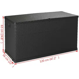 vidaXL Garten-Aufbewahrungsbox Anthrazit 120x56x63 cm PP Rattan
