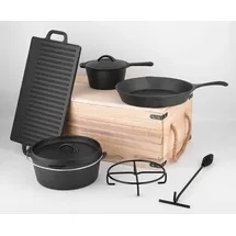 Carl Schmidt Sohn Parilla Topf-Set 9-tlg. Kochtopf + Kasserolle + Pfanne + Grillplatte + Schürhaken + Untersetzer