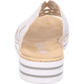 Rieker Damen Pantolette breiter Riemen mit Strass schmale Weite V0689, Größe:41 EU, Farbe:Beige - Beige - 41
