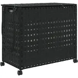 vidaXL Wäschekorb mit Rollen Schwarz 66x35x60 cm Rattan