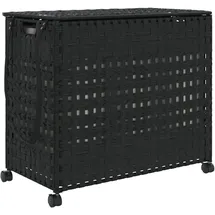 vidaXL Wäschekorb mit Rollen Schwarz 66x35x60 cm Rattan