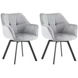 CLP 2er Set Esszimmerstuhl Jordi Samt dunkelgrau