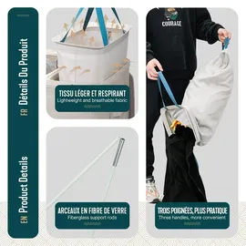 VOUNOT Vounot® Wäschekorb 3 Fächer 170L, Wäschesammler mit Deckel Beige