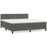 vidaXL Boxspringbett mit Matratze Dunkelgrau 160x200 cm Samt