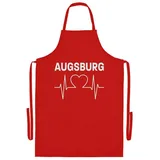 multifanshop Grillschürze Augsburg - Herzschlag - Schürze rot