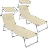 Tectake tectake® 2er Set Gartenliege, klappbar, 4-fach verstellbare Rückenlehne mit Kopfpolster, 190 x 68 x 65 cm