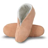Sonia Originelli Wildleder Hausschuh Schluffi mit warmen Kuschelfell, Farbe: beige, Größe: 48 - 48 EU