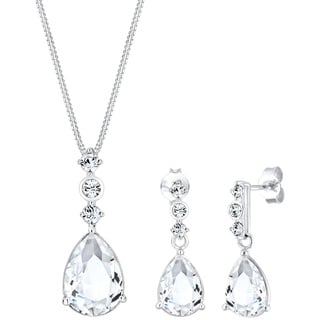 Elli PREMIUM Tropfen Edel Kristalle 925 Sterling Silber Schmuck-Set Damen