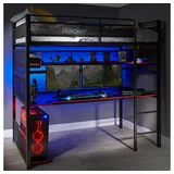 X Rocker Battlebunk Gaming Hochbett mit XL-Schreibtisch für Kinder & Jugendliche - schwarz/rot