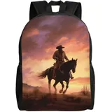 Rucksack Cowboy-West, Reisen, lässiger Laptop-Rucksack, wasserdicht, Wandern, Tagesrucksack für Männer und Frauen, Schwarz , One size - Einheitsgröße