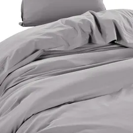 Wometo Bettwäsche Renforce Stone-Washed 135x200 & 80x80 100% Baumwolle - grau OEKO-TEX modern Used-Look Leinen-Optik