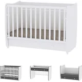 Lorelli Babybett Dream 70 x 140 cm umbaubar Kinderbett Schaukelbett Schreibtisch in weiß