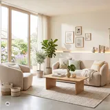bene living Loungesessel Loconia Polyester 89 x 76 x 87 cm Beige drehbar mit Kissen