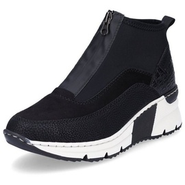 RIEKER Damen Stiefelette High Top Sneaker Reißverschluss N6352, Größe:41 EU, Farbe:Schwarz