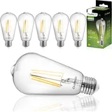 Lumiled ST64 E27 LED Vintage Lampe 8W Entspricht 60W), 880 Lm Glas Leuchtmittel Edison 4000K Neutralweiß Birne Retro 360° Glühbirnen Filament