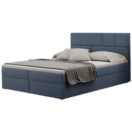 Kaiser Boxspringbett mit bettkasten matratze BALI stoff Mat Velvet Blau 140x200 cm
