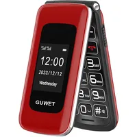 Guwet G739 2G Seniorenhandy Klapphandy ohne Vertrag, Rentner Handy Großen Tasten, SOS Notruffunktion, 1600 mAh Akku, 2.4"+1.77" Dual Display, Dual SIM mit Notruftaste, Rot