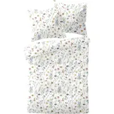 DORMISETTE Mako-Satin Blumen bunt 155 x 220 cm + 80 x 80 cm
