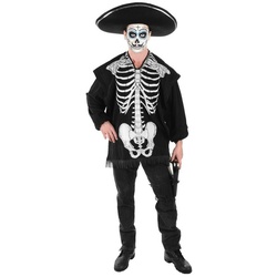 Underwraps Kostüm Skelett Poncho, Origineller Poncho für Halloween und Fasching schwarz