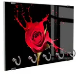 DEQORI Schlüsselbrett 'Zerfließende Rosenblüte', (1 St), Schlüsselhalter Schlüssel Haken Schlüsselboard modern Schlüsselleiste rot|schwarz