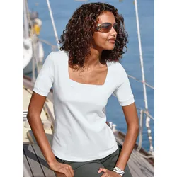 Kurzarmshirt CASUAL LOOKS "Shirt", Damen, Gr. 52, weiß, 100% Baumwolle, unifarben, eckiger Ausschnitt, Kurzarm, Shirts