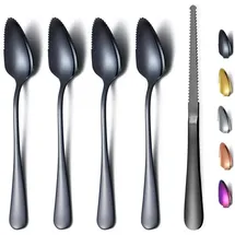 luxuskollektion Grapefruitlöffel 5teilig schwarz Edelstahl Messer Titan 3 Schwarz