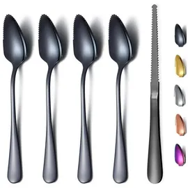 luxuskollektion Grapefruitlöffel 5teilig schwarz Edelstahl Messer Titan 3 Schwarz