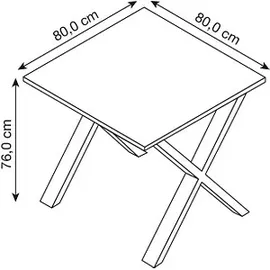 VCM Schreibtisch Lona X 80 x 80 cm weiß/schwarz