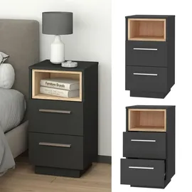 Vicco Nachttisch Beatrice Anthrazit 2 Schubladen