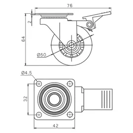 SOTech Möbelrolle SWIFT Ø 50 mm transparent (2+2 Set)