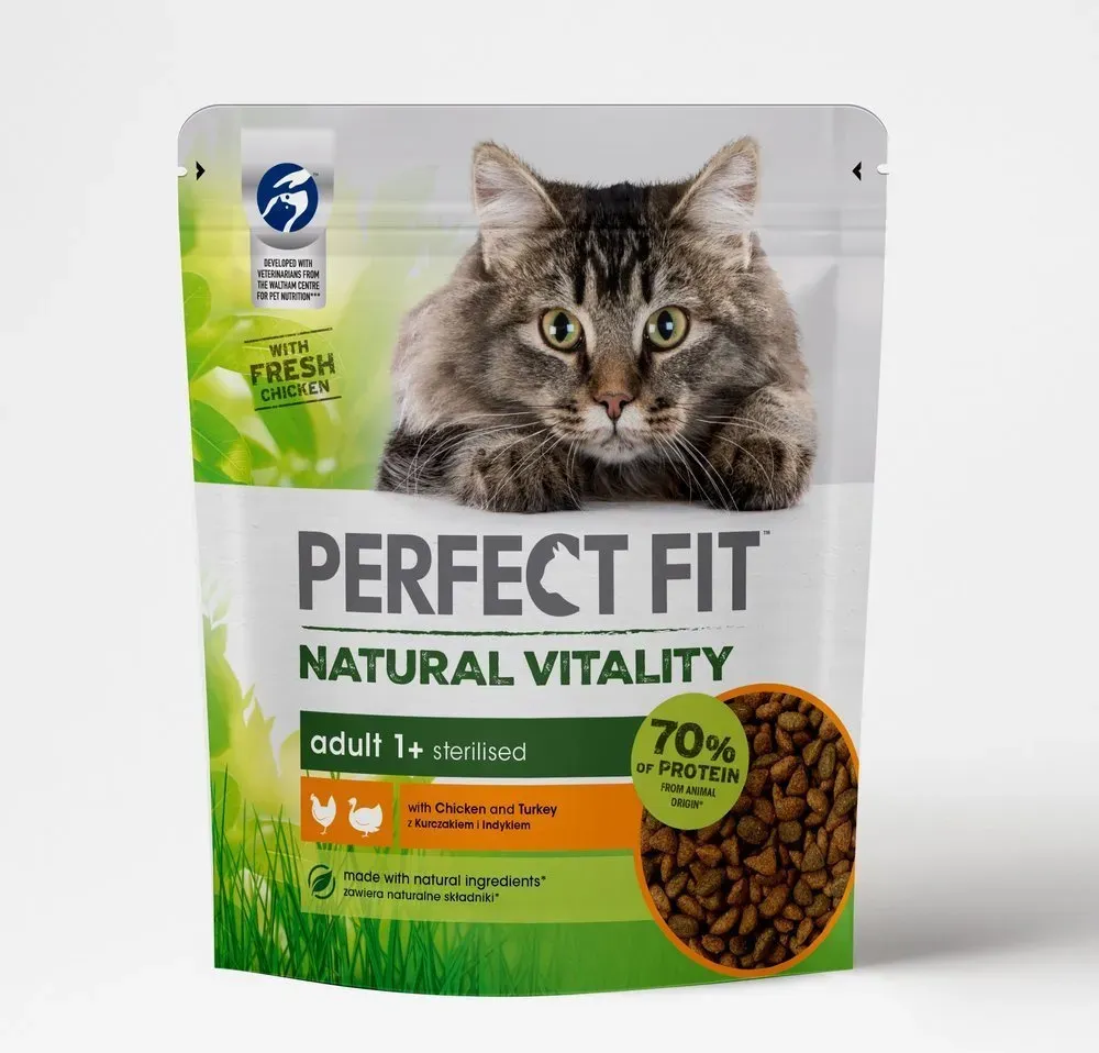 PERFECT FITTM Natural Vitality 1+ mit Huhn & Pute 650 g - Trockenfutter für ausgewachsene Katzen (Rabatt für Stammkunden 3%)