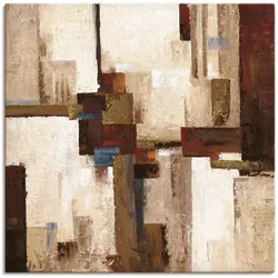 Leinwandbild ARTLAND "Rote und braune Vierecke I", braun (farbe bild(er): braun), B:100cm H:100cm T:1,8cm, Canvas, Leinwand, Bilder, auf Keilrahmen gespannt